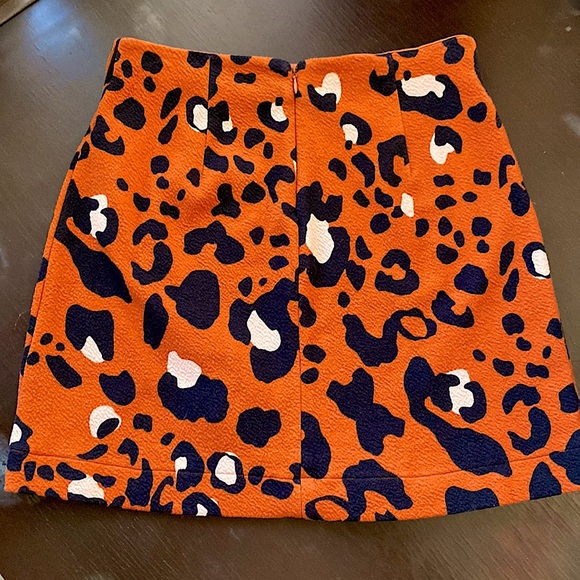 Anthropologie X Maeve Orange Leopard Mini Skirt, Size Extra Small - Picture 3 of 4